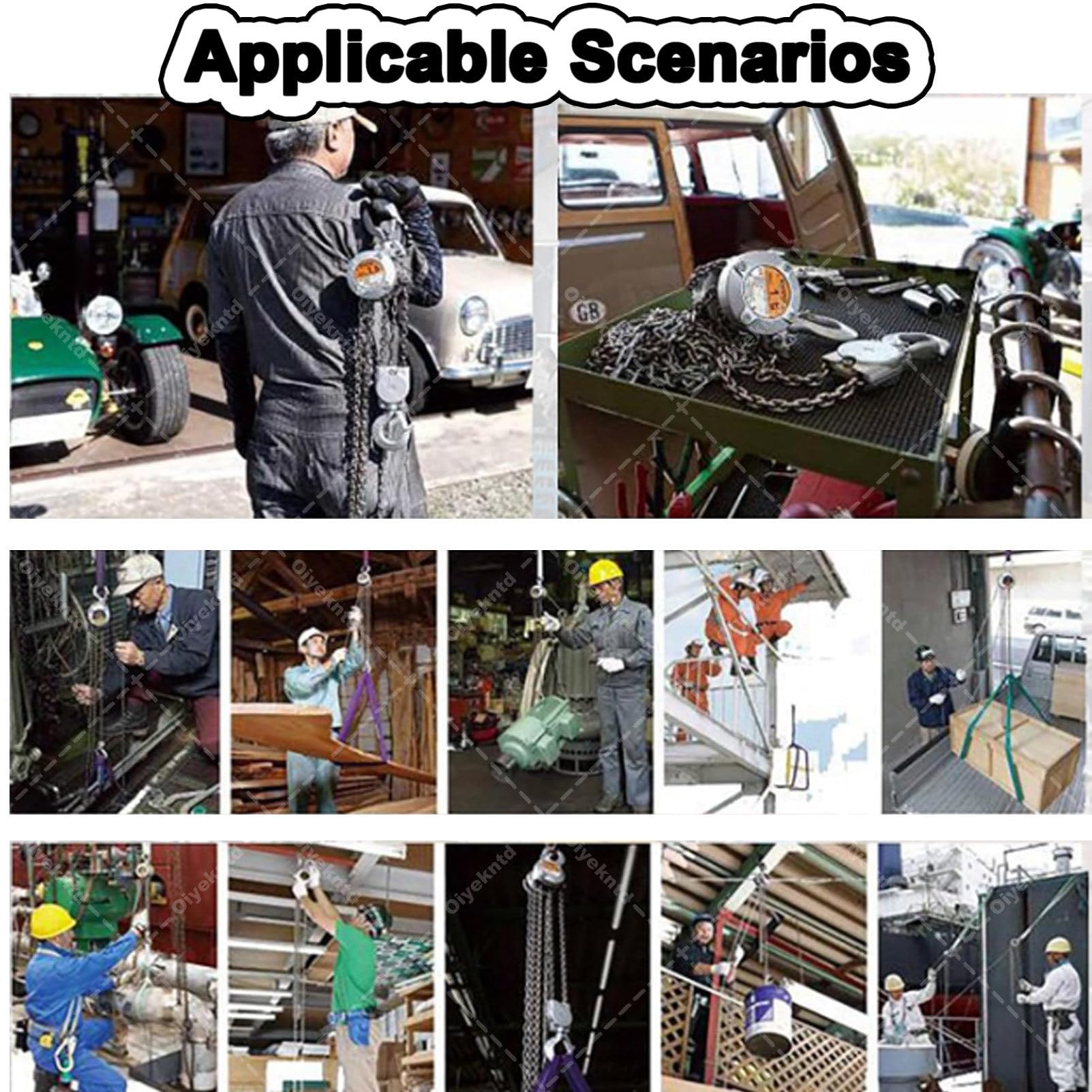 Handkettenzug, manueller Kettenzug mit verbesserter verzinkter Kette, Schwerlast-Rollenzug für Garage, Lagerhalle, Kfz-Maschinen 250KG*3m