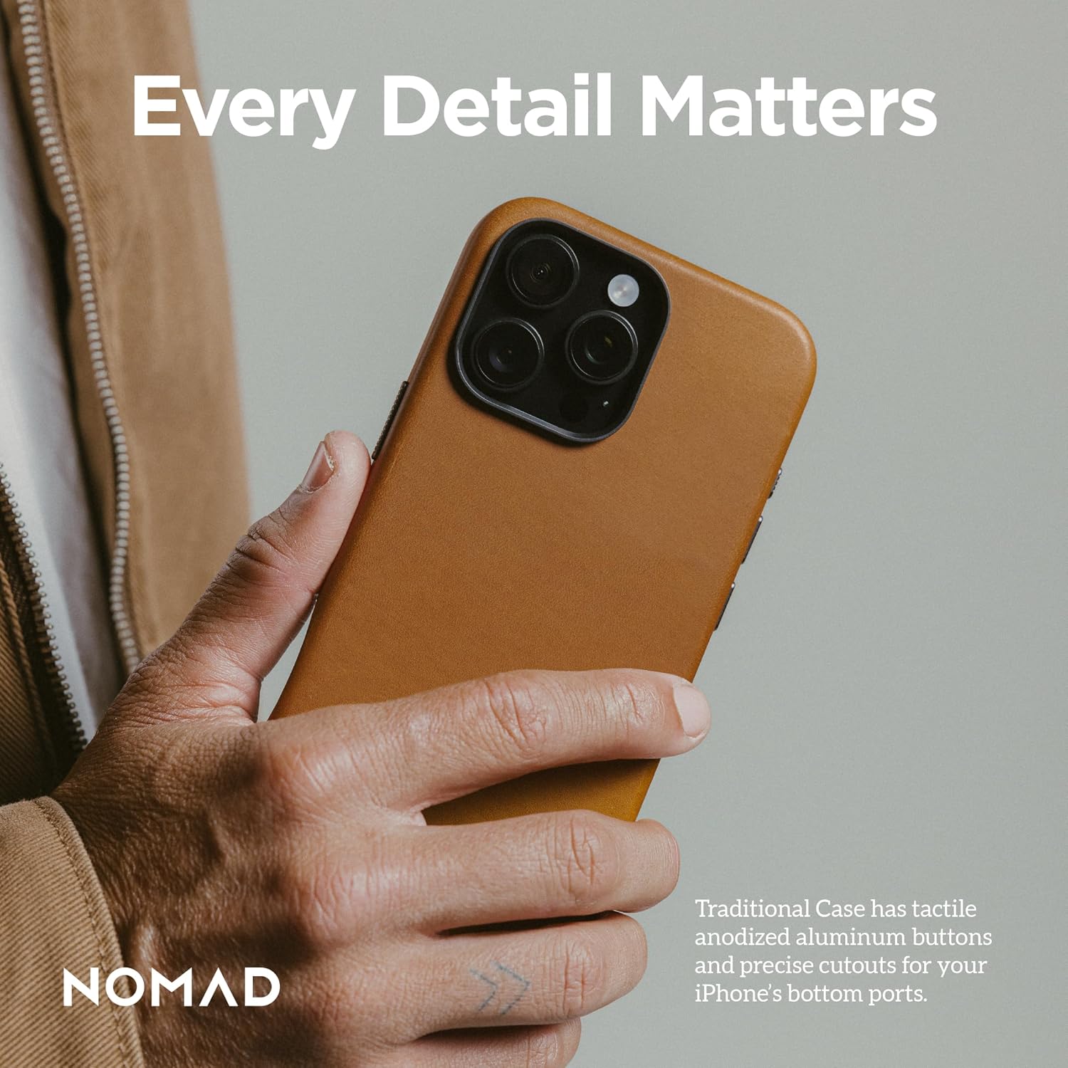 NOMAD iPhone 16 Pro Leather Case English Tan - iPhone 16 Pro Case with Traditional Leather Magsafe Charging Compatible, Phone Case for iPhone 16 Pro