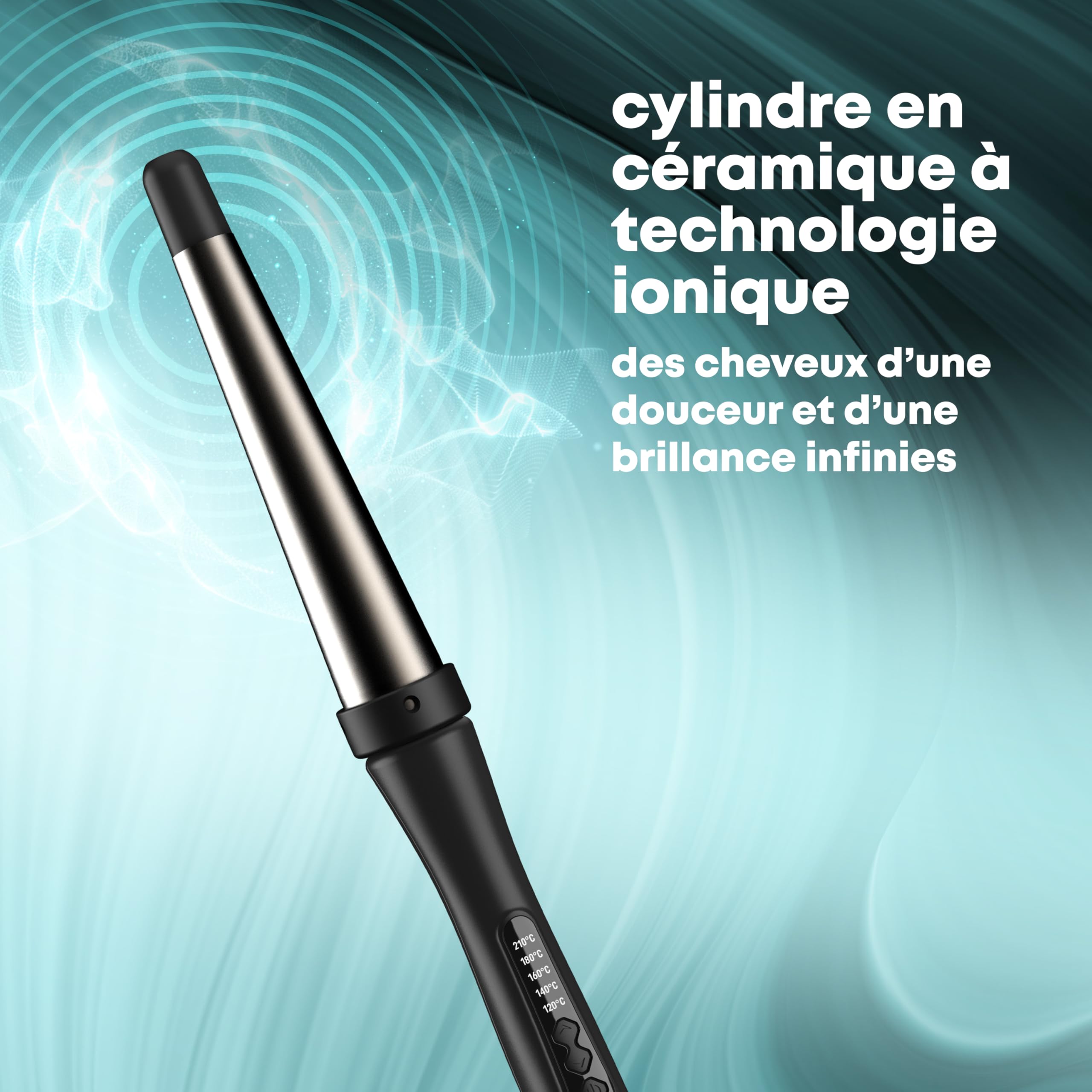 Revamp Progloss Big Hot Wand – Fer a Boucler conique ceramique pour boucles lâches ou cheveux ondulés – Gant protecteur de chaleur inclus