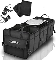 Vista 3 de HAOKAY Organizador duradero para maletero de automóvil con bolsa térmica de aislamiento premium, organizador de almacenamiento de maletero plegable