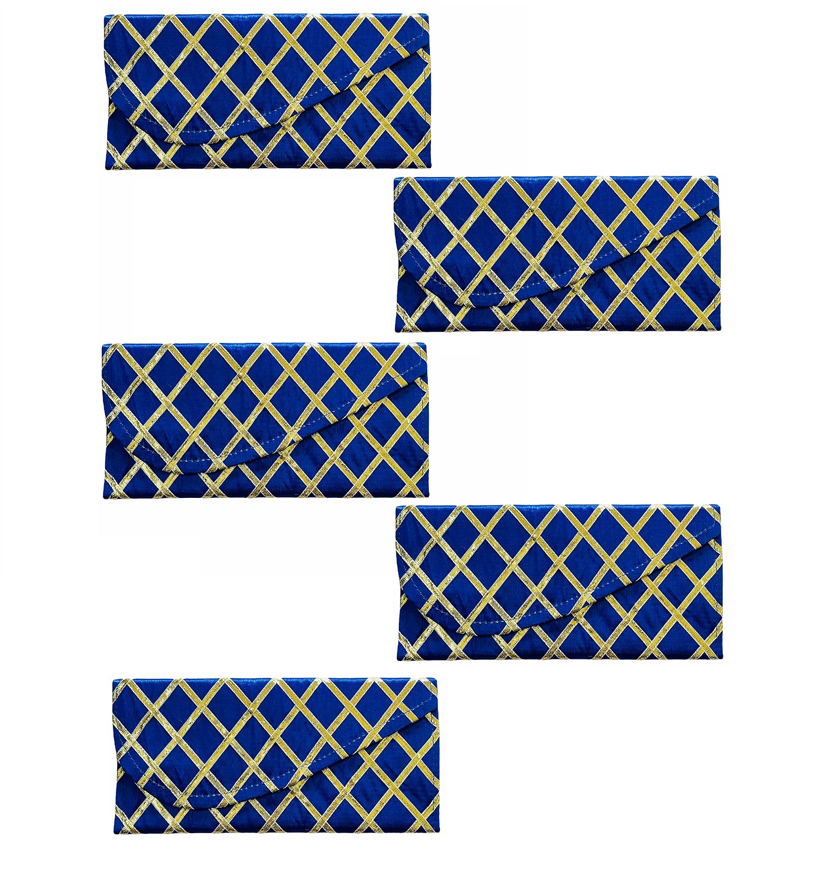 Moira Silk Gota Blue Envelopes 5pcs 21 X11 cms for Shagun, Sagun, Gifting