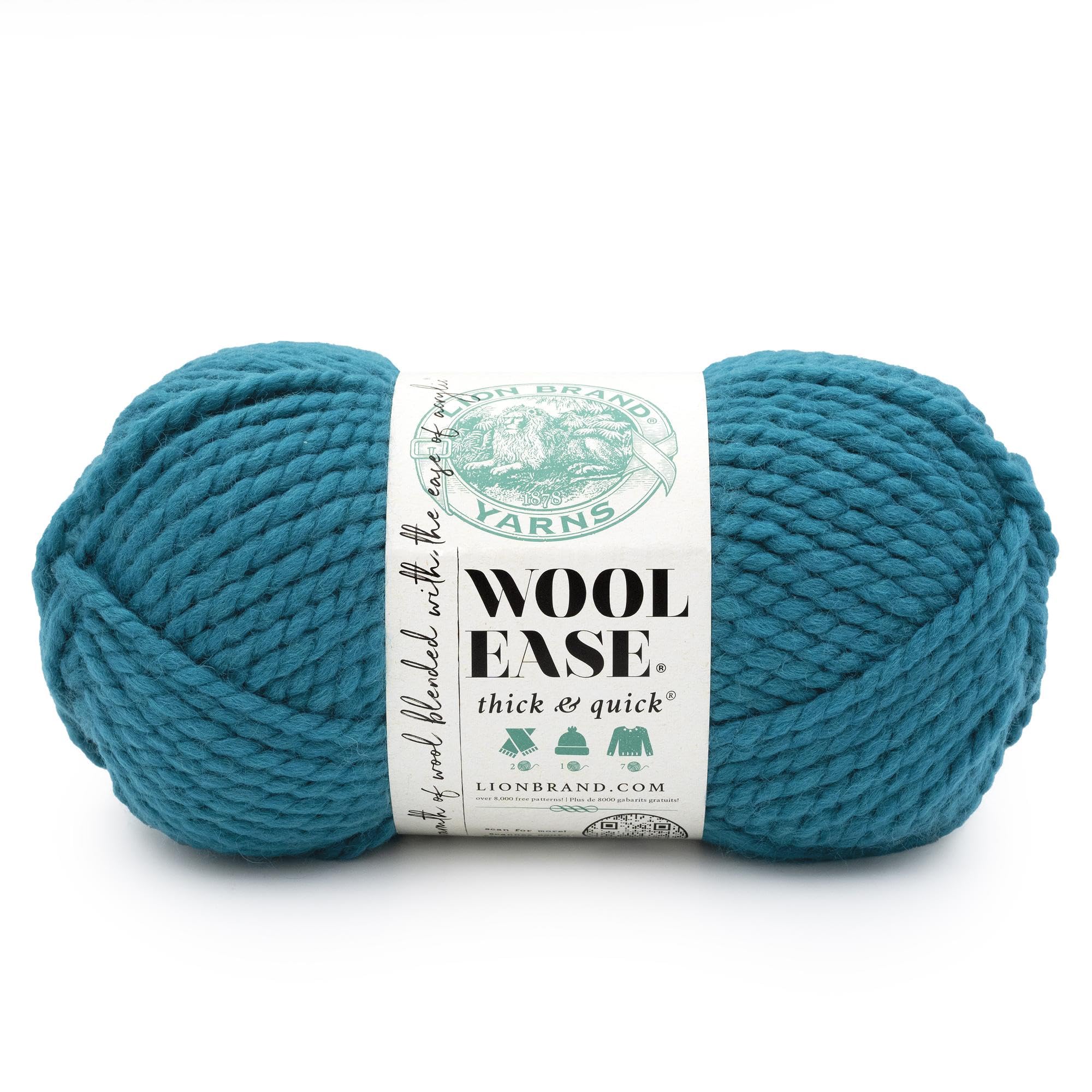 Lion Brand Yarn, Wool-Ease Thick & Quick Yarn, Marine, Teal Blue, 1 Pack — image 1