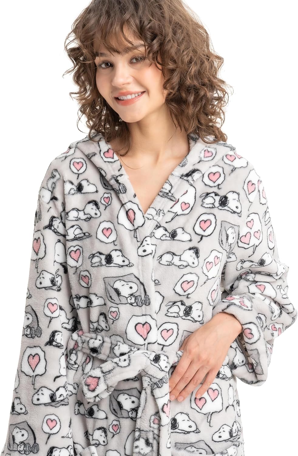 Berkshire Blanket Peanuts® Snoopy VelvetLoft® Soft Lightweight Women Robes, Short Hooded Robe with Pockets, Gifts for Women - Image 6