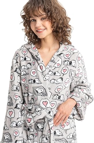 Miniatura 6 de Berkshire Blanket Peanuts Snoopy VelvetLoft - Batas suaves y ligeras para mujer, bata corta con capucha con bolsillos, regalos para mujer