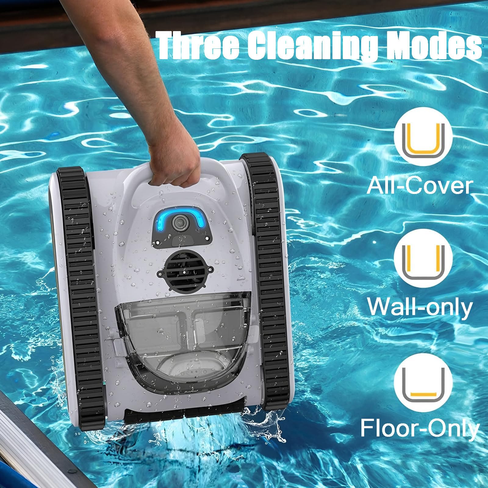 Robot Pulitore per Piscine Senza Fili, Autonomia Di 150 Minuti, Parcheggio Automatico, Pulizia Automatica Delle Pareti e Del Pavimento Fino a 1291 Piedi Quadrati (Circa 120 m²).