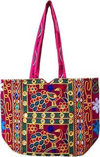 Sutliyan Jaipuri Handmade Double-Sided Embroidery Regular Tote Bag for Women (12 * 16 Inch) Price In India