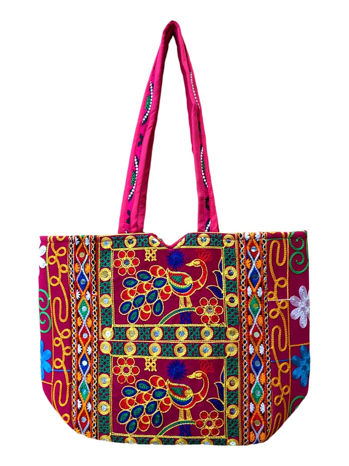 Sutliyan Jaipuri Handmade Double-Sided Embroidery Regular Tote Bag for Women (12 * 16 Inch)