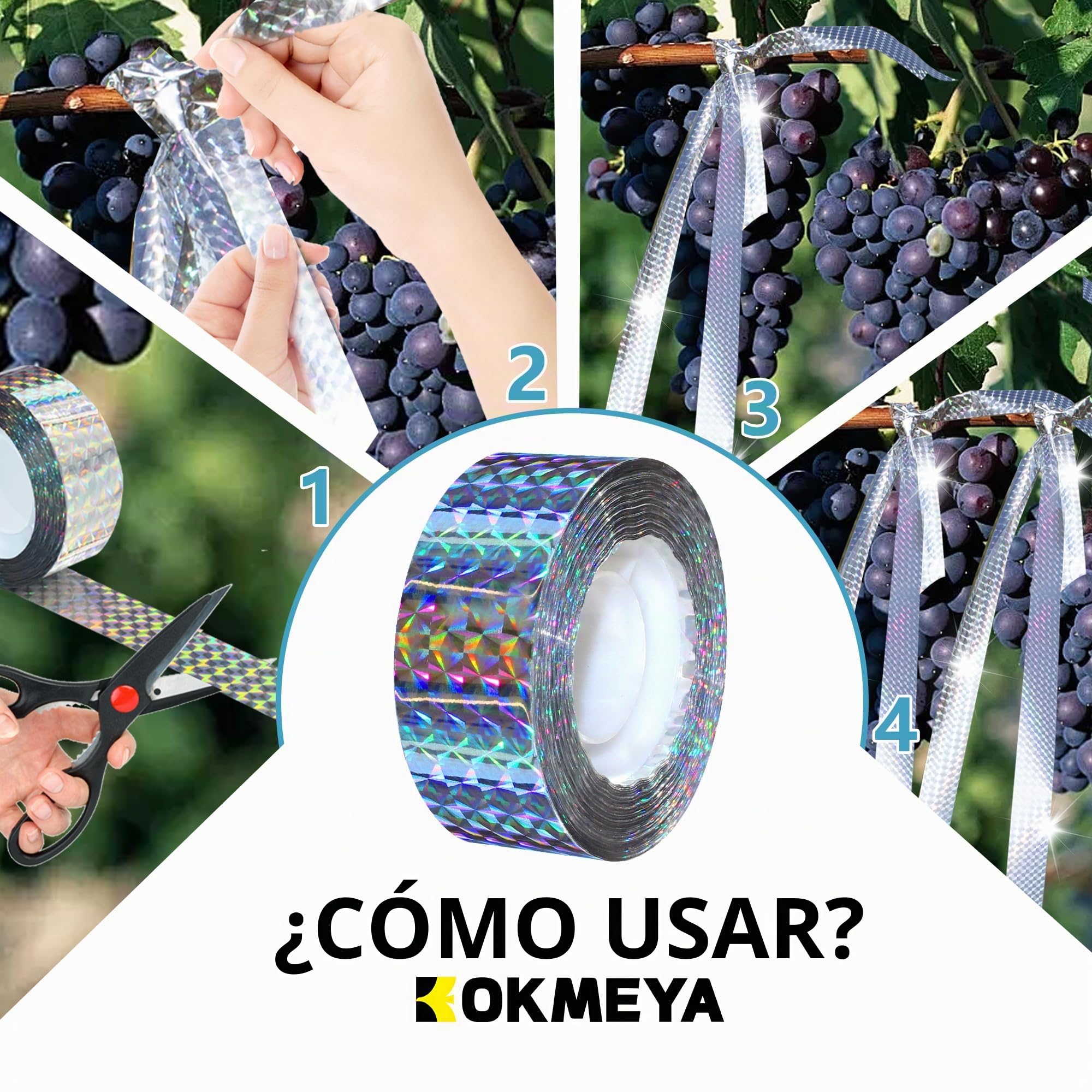 Cintas para Espantar Pájaros 80 m de Cinta Reflejante para Aves, Dispositivo para Asustar Pájaros Cinta de Doble Cara para Asustar a los Pájaros para Casa, Jardín, Patio, Huerto, Exterior