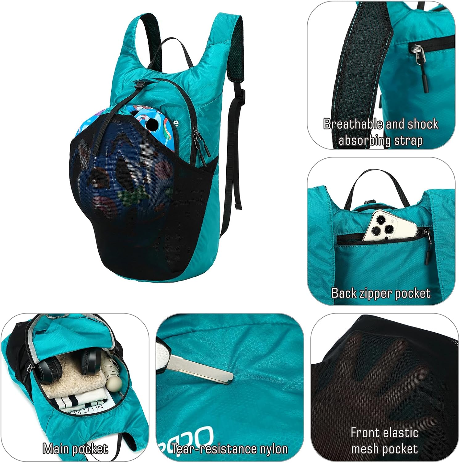 Ultra Lightweight Foldable Backpack,Water Resistant Small Packable Hiking Daypack Outdoor Camping Travel Bag - Image 4