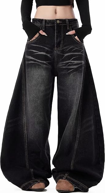Baggy Barrel Jeans for Men Women Y2K Vintage Oversized Jeans Fashion Grunge Causal Straight Leg Denim Pants