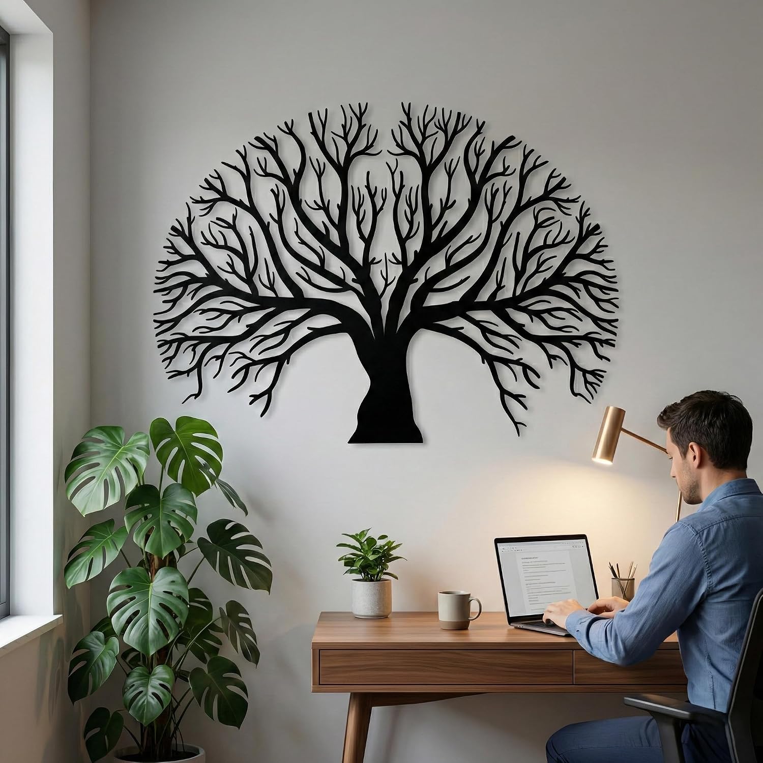 DEKADRON Tree Of Life Wall Art, Metal Wall Art, Home Decor, Living Room, Bedroom, Kitchen, Bathroom, Office Decoration, (39" W x 30" H / 100x71cm)