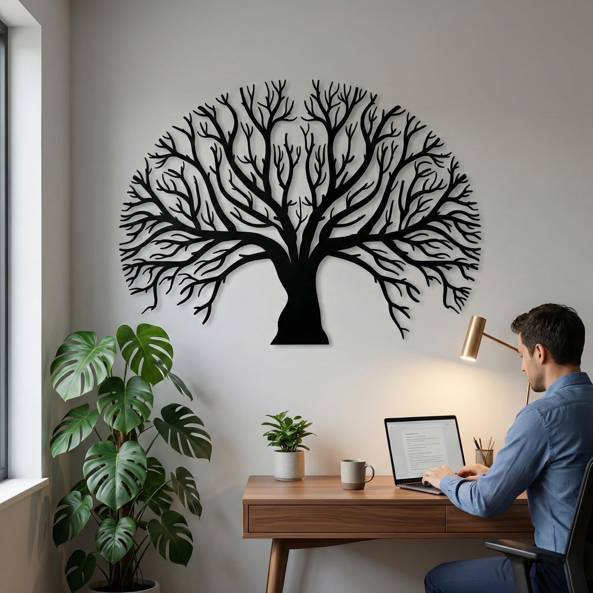 DEKADRON Arbre de vie - Décoration murale, Décoration murale en métal, Décoration de maison, Salon, Chambre, Cuisine, Salle de bain, Décoration de bureau (75x53cm / 30" L x 22" H)