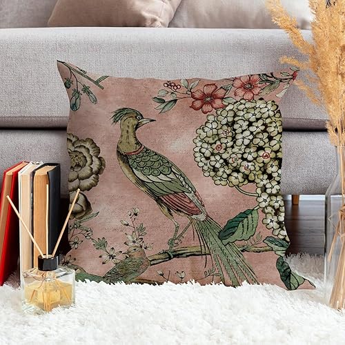 Miniatura 4 de ArogGeld Funda de cojín de chinoiserie escénica asiática, color rosa rubor chinoiserie, fundas de almohada de pájaro chinoiserie, hortensia, camelia