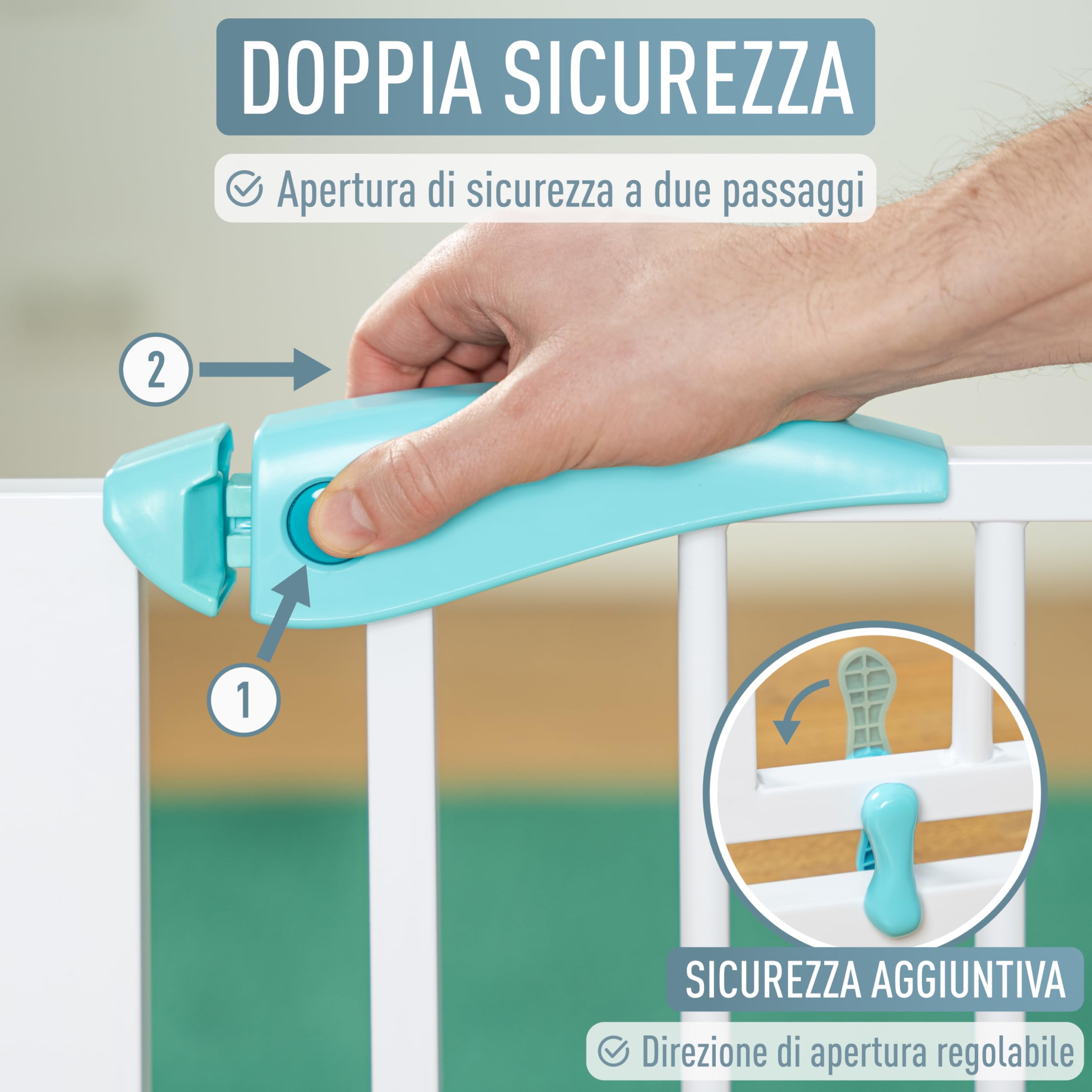 Berrin Cancelletto di Sicurezza per Porte 105-115 cm Metallo Bianco Turchese