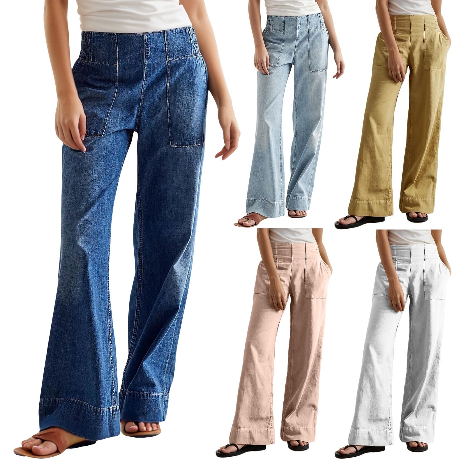 Baggy Jeans Damen High Waist Wide Leg Jeanshose Straight Fit Denim Hose