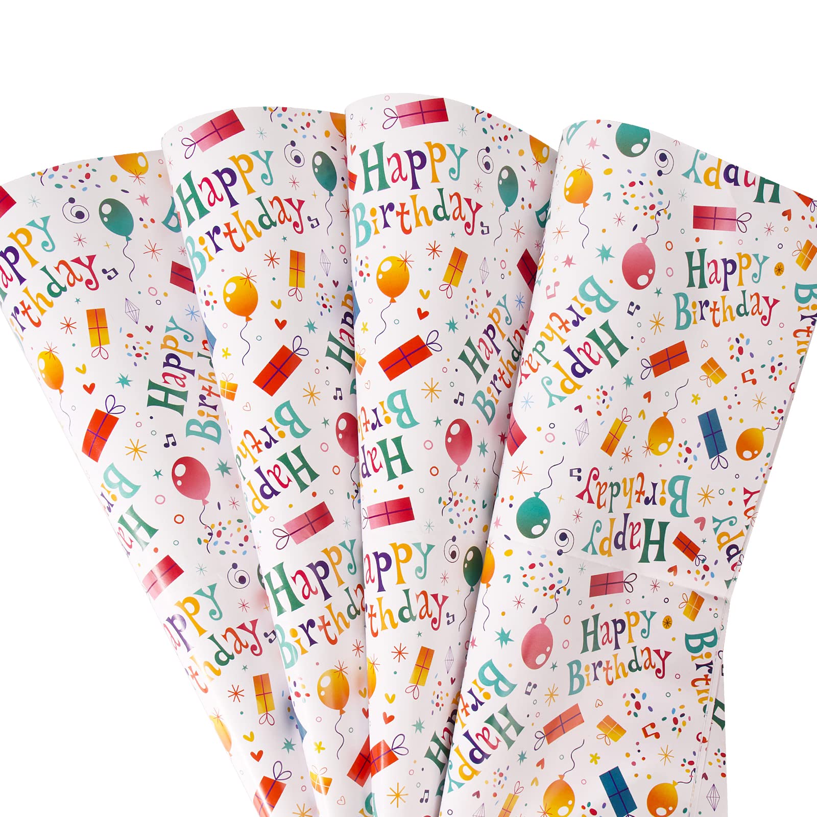 Papel De Regalo Cumpleaños - 4 Hojas 50x70cm (Happy Birthday)