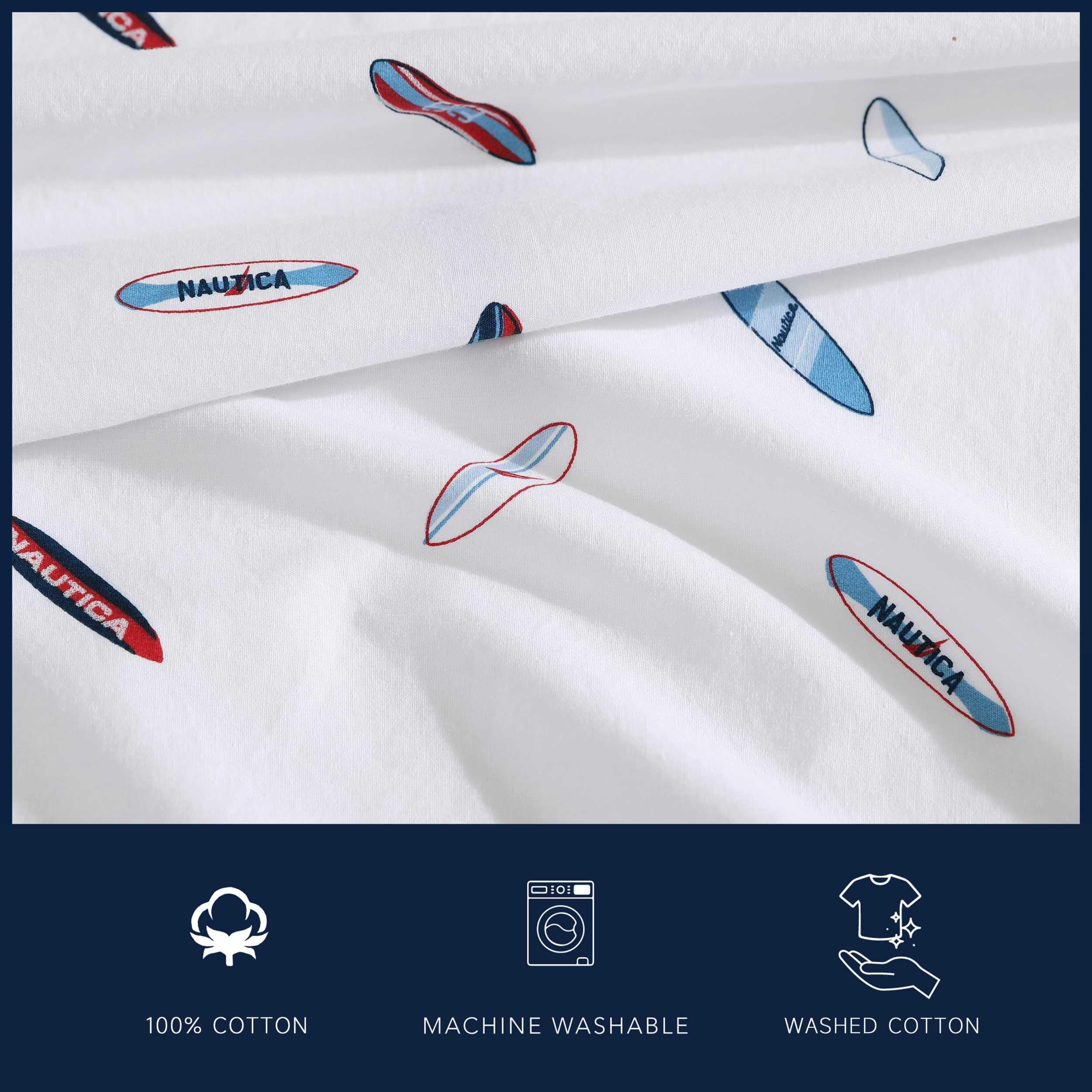 Nautica - Full Sheets, Cotton Percale Bedding Set, Casual Home Decor (High Surf Navy, Full)
