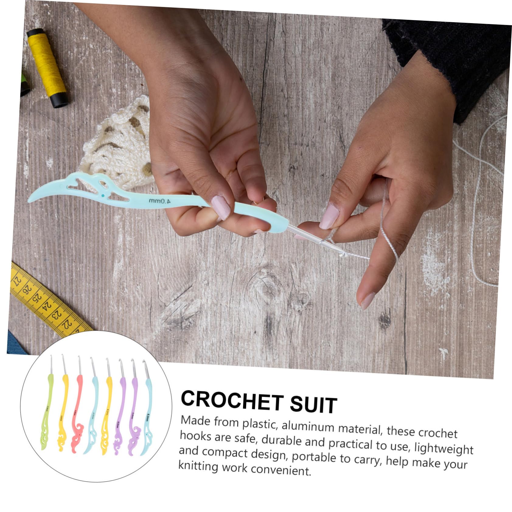 SHINEOFI 3 Juegos Tejer Manos Gancho De Crochet Devanadera Ganchillo De Abalorios Aguja De Ganchillo Kit De Ganchos De Crochet Equipo Acero Ganchos De Punto Colorful El Plastico 8 Uds * 3