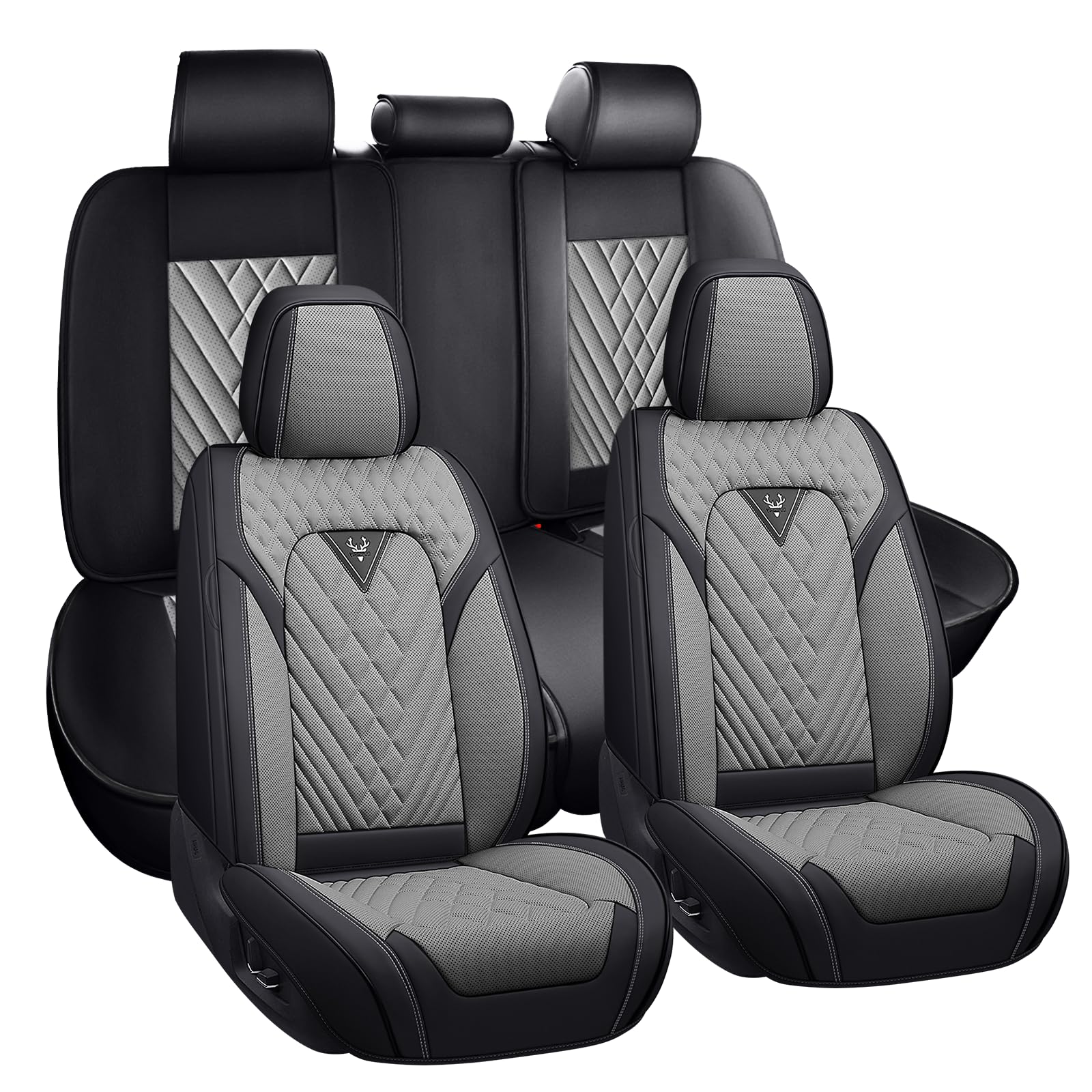 for Chevy Colorado Car Seat Covers Full Set, Leather Seat Covers for Car,Lumbar Muscle Pain Healing Function, Waterproof Automobile Seat Protector