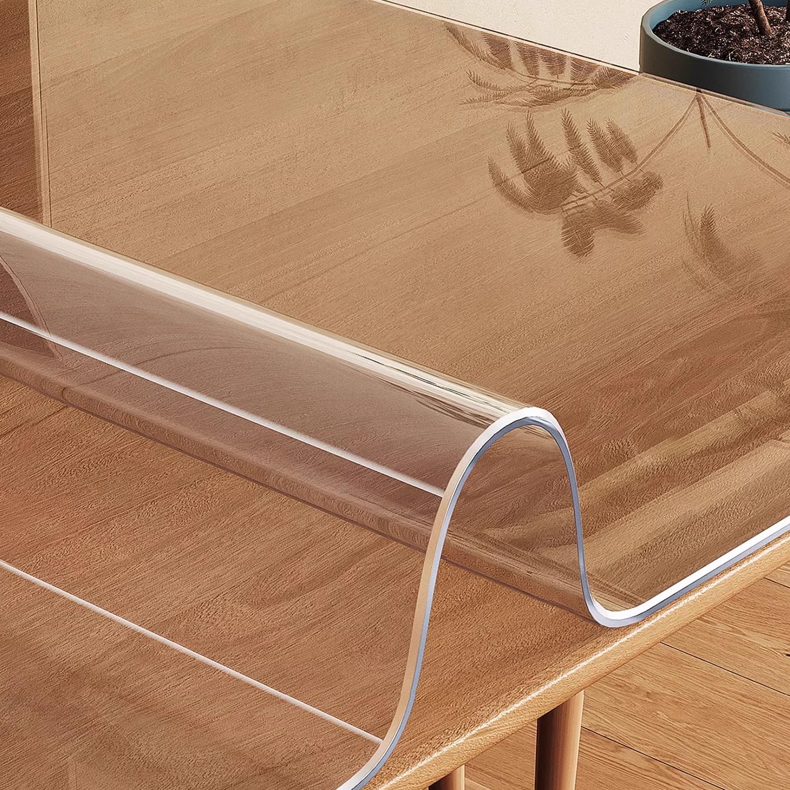 Tovaglia Rettangolare Trasparente,Tovaglia Impermeabile in PVC,Tovaglia Protettiva da Tavola Resistente alle Alte Temperature,per Cucina,Comodino,Tavolo da Pranzo (60x190cm/24x75in)