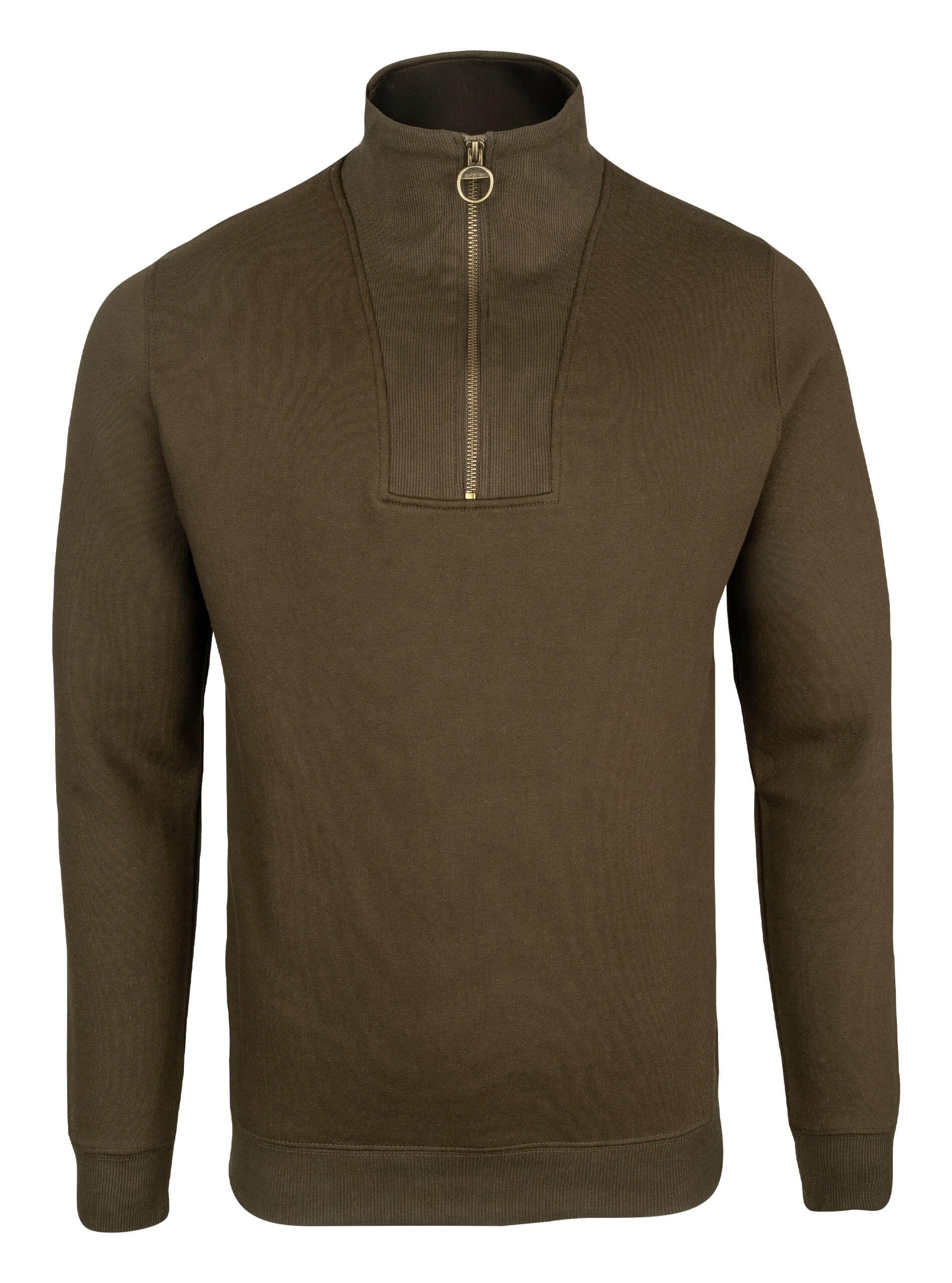 Jack Pyke Men's Dark Olive ’S Half Zip Sweatshirt – Outdoor Countryside Jumper With High Collar & Metal Zip Ring & Ribbed Cuffs – Ideal For Mild Cool Weather, Countryside And Casual Walks - X-Large