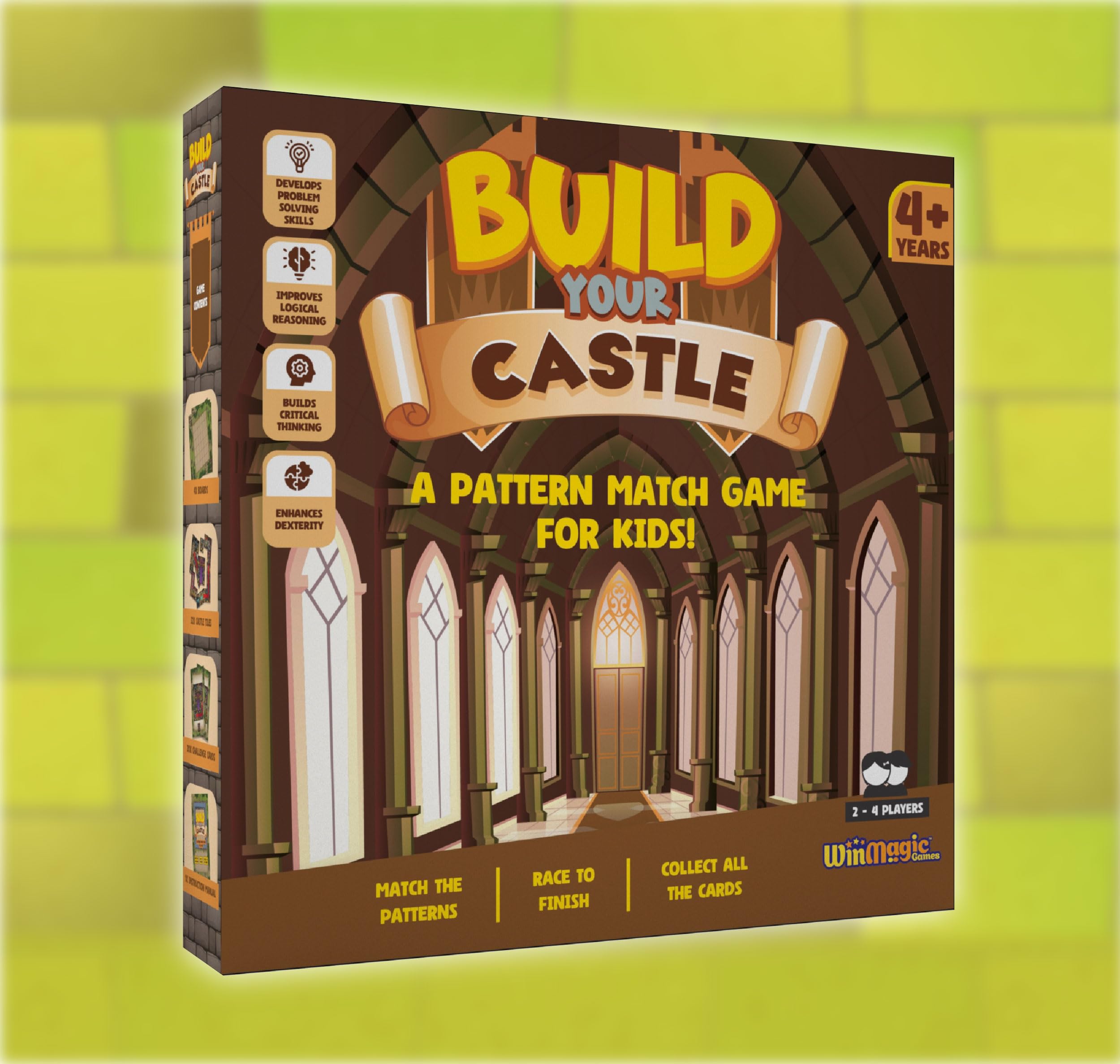 Build Your CastIe|Shape Puzzle| Quick Match|Fast Thinking |Social,Family Fun Board Game|Winning Game|2 to 4 Players|Social, Family Fun|Best Gift for Boys & Girls 4+Years| Made in India