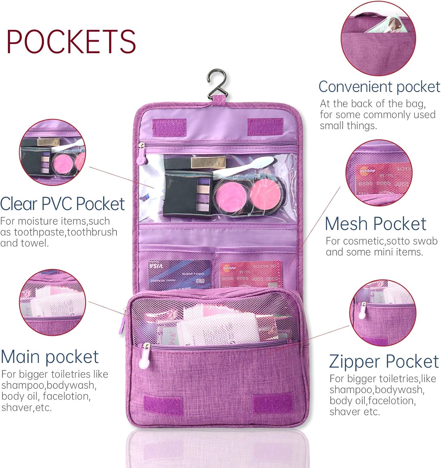 Toiletry Bag for Men Women, Large Wash Bag Dry Wet Separation, Makeup