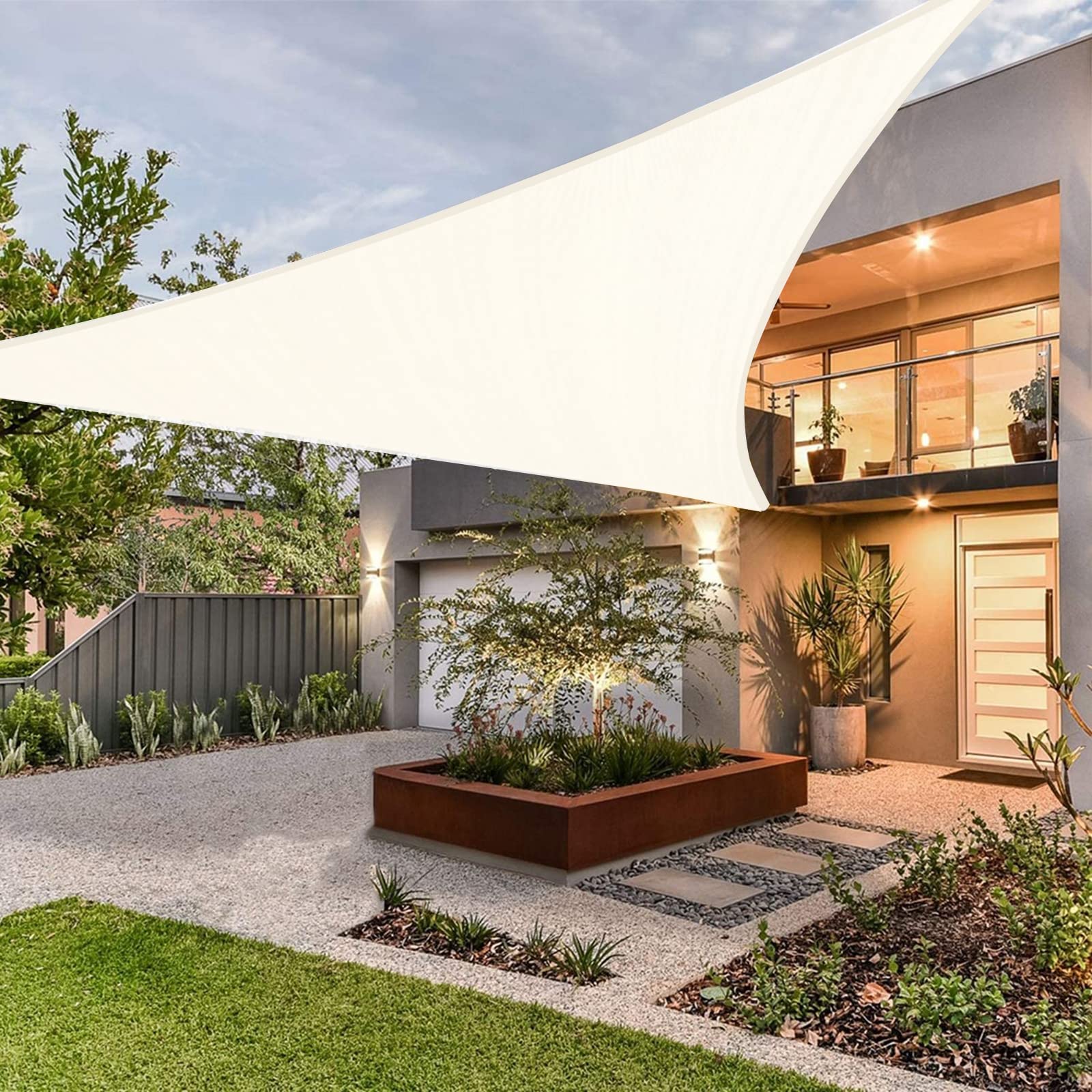 Voile Dombrage Triangle Rectangle, Imperméable Voile Dombrage Triangulaire, Voile D'Ombrage de Bloc UV de 98% pour Jardin Terrasse Balcon,Blanc,4x4x5.7m