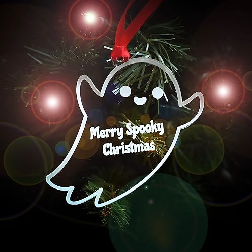 Miniatura 4 de LHS  Caja de regalo personalizada para decoración de árbol de Navidad de Halloween, incluye fantasma espeluznante, adorno personalizado 2022,