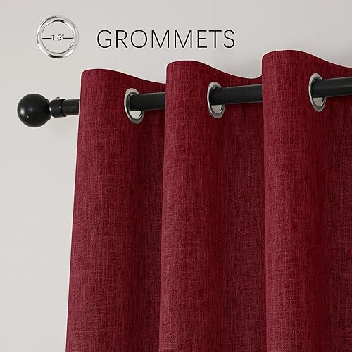 Miniatura 5 de INLINAS Cortinas opacas con textura de nudos de bambú de lino de 52 x 84 pulgadas, 100% bloqueo de luz, reducción de ruido y aislamiento térmico,