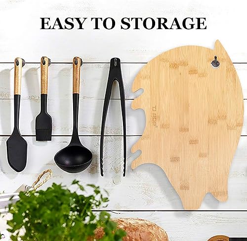 Miniatura 5 de Tabla de charcutería divertida en forma de cerdo, bonita tabla de queso, tabla de servir para niños, tabla de cortar de bambú con forma de animal