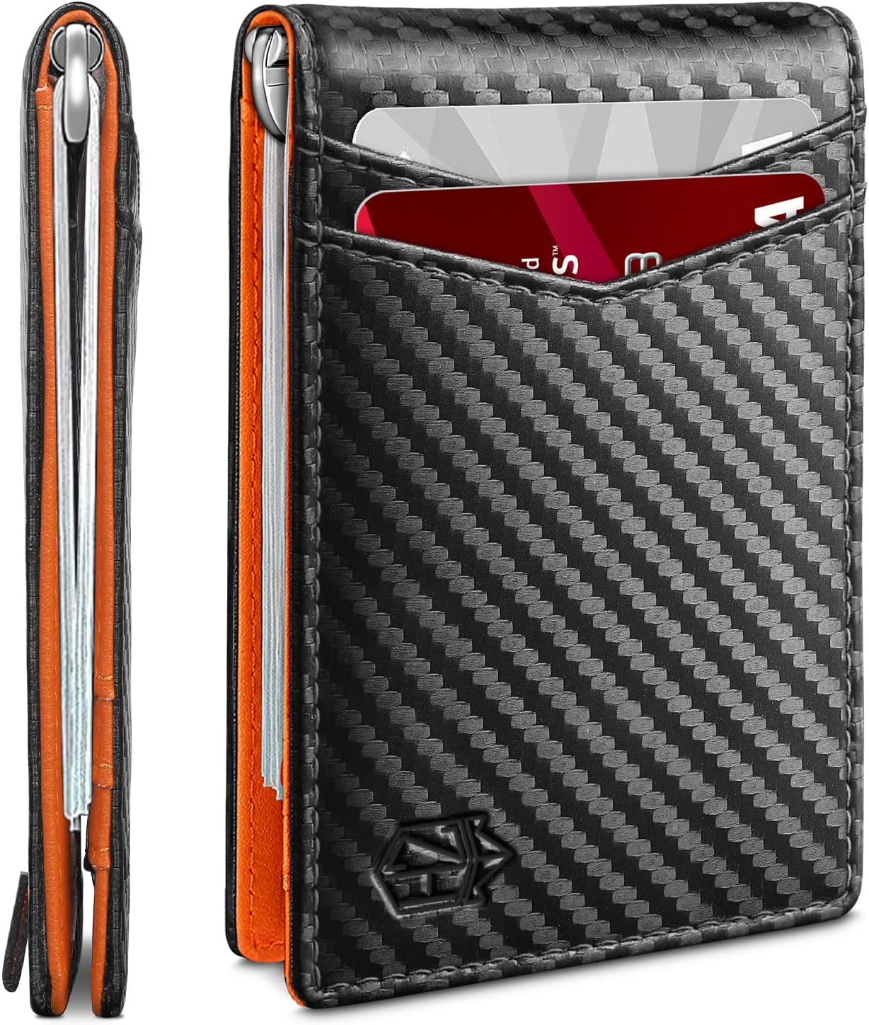 Wallet for Men-6 Slots ID Window-Mens Wallets-Slim Wallet Classic Spring Money Clip RFID Blocking-Gift for Men