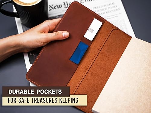 Miniatura 5 de Diario de cuero 100% genuino grabado con nombre o iniciales  Fabricado en Estados Unidos  Regalo personalizado para negocios, universidad, viajes,