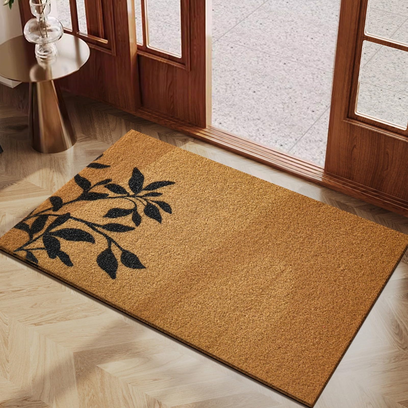 Tapis de sol en fibre de coco 45x75cm paillasson welcome marron pour entrée