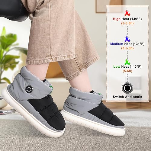 Miniatura 2 de Gmayoo Pantuflas térmicas, unisex, recargables, con aislamiento eléctrico, con batería, para hombres y mujeres, clima frío, calentador de pies