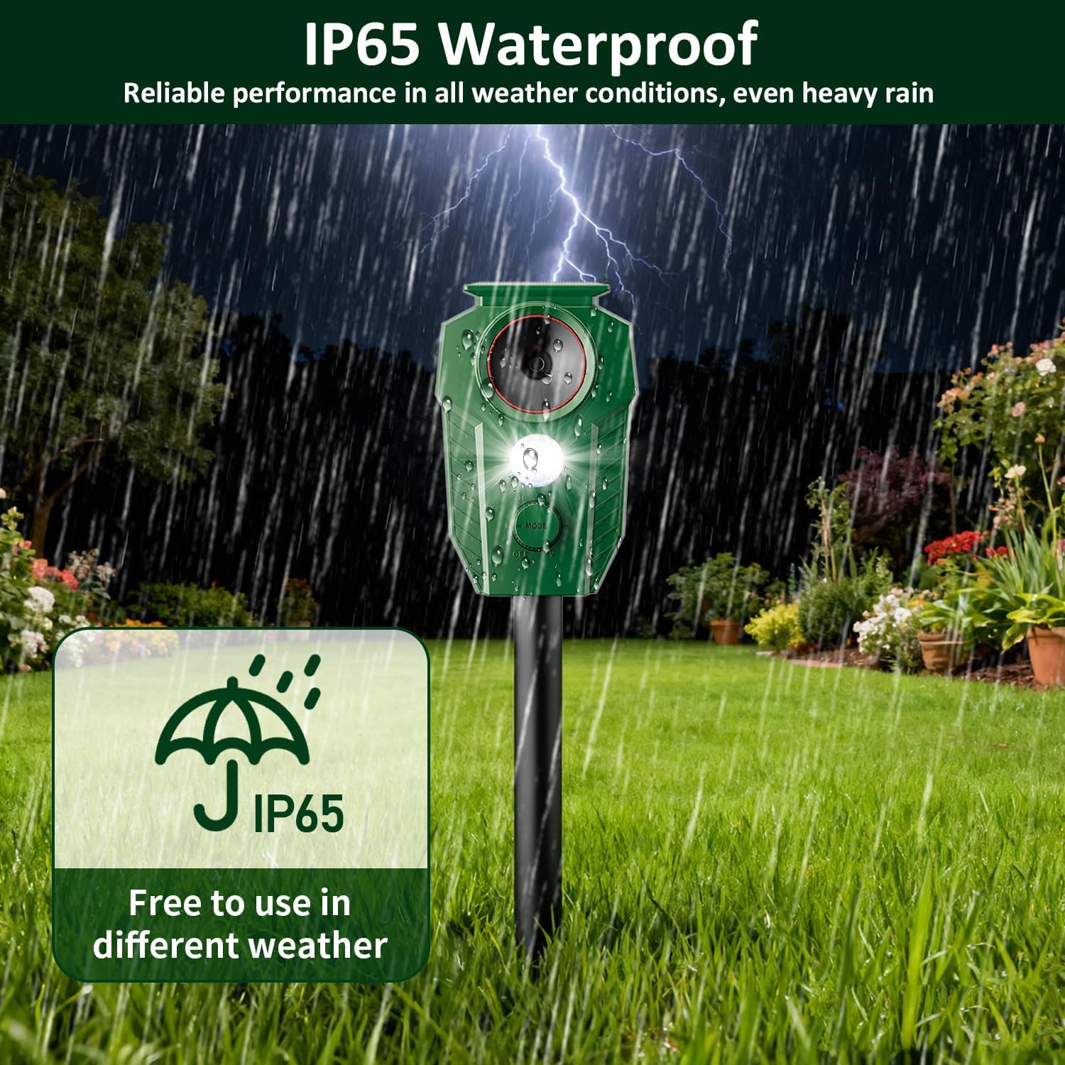 Katzenschreck Ultraschall für Garten, Solar Katzenabwehr mit Bewegungsmelder Sensor & Blitzlicht, IP65 Wasserdicht, Tierabwehr gegen Katzen, Marder, Schlangen, Wühlmäuse, Vögel für Garten, Hof