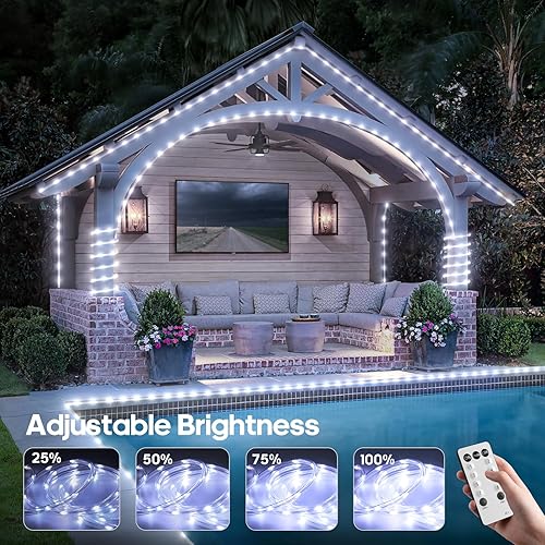 Miniatura 4 de 100 pies 720 luces LED de cuerda al aire libre impermeables con control remoto, 8 modos y 4 niveles de brillo, luces de cuerda para exteriores,