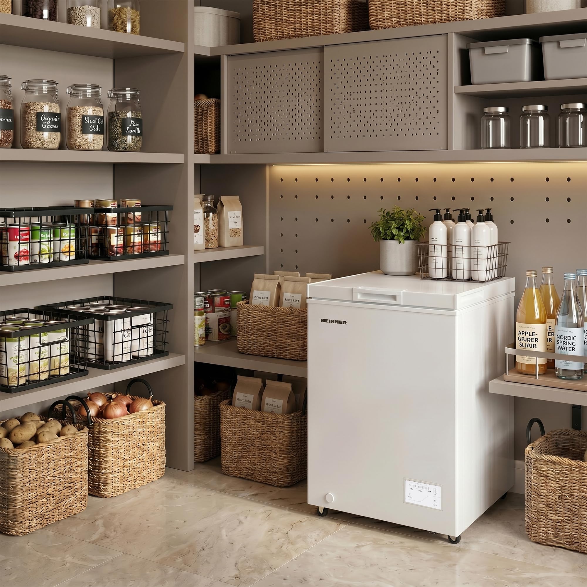 HCF-HM100CE++ Tisch Gefrierschrank 100 L, leiser Betrieb, Energieklasse E, flexible linke/rechte Tür, Weiß, energiesparend, kompakt – Inklusive 5‑Jahres‑Garantie