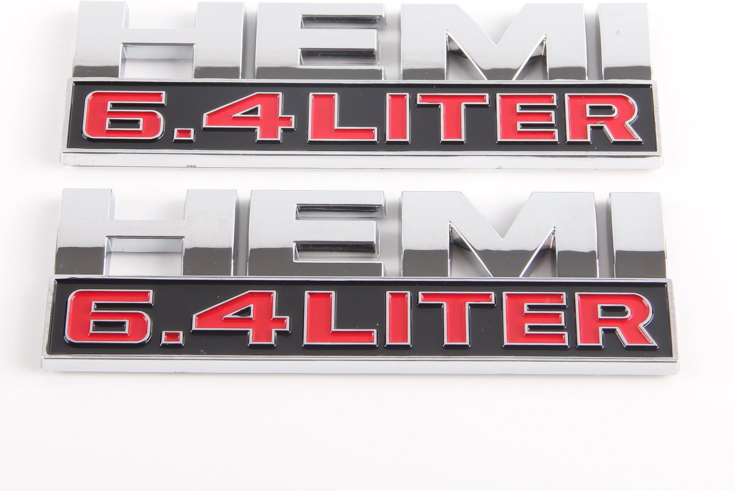 HEMI 5.7 6.4 LITER Emblem Decal Badge Sticker Dodge Charger Ram 1500 Challenger Jeep Grand Cherokee 2pcs (Silver 6.4)