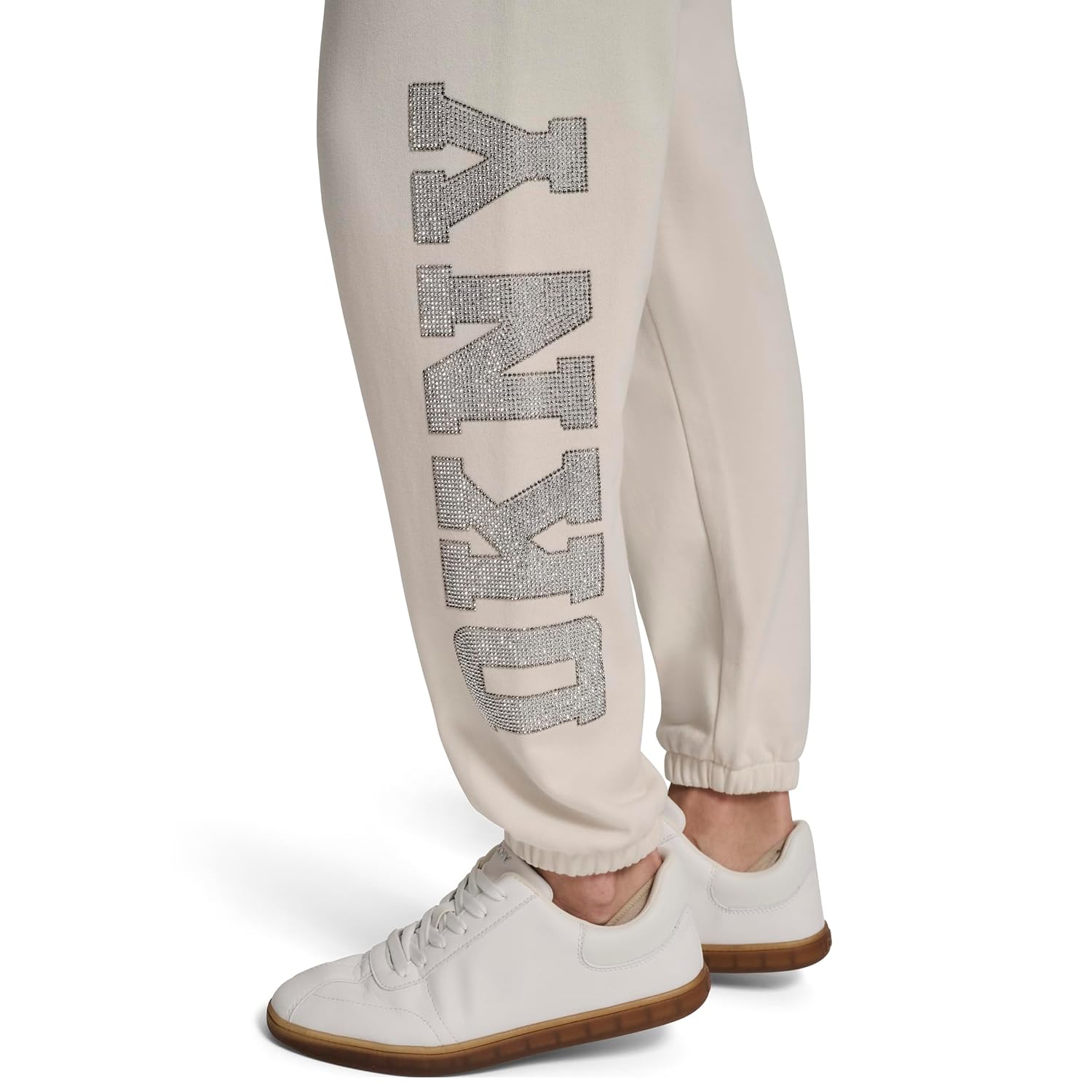 DKNY Women's Exploded Rhinestone Varsity Logo High Rise Relaxed Jogger - Image 4