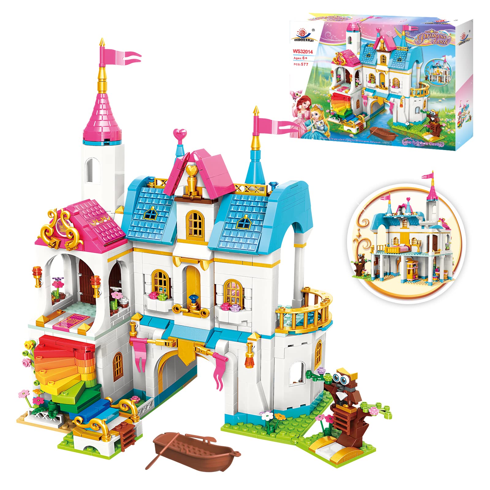 Building Toy Set for Ages 6-12 Girls Boys, Princess Leah Lake Rainbow  Castle Building Kit Building Blocks Toys, Creative Construction STEM  Building