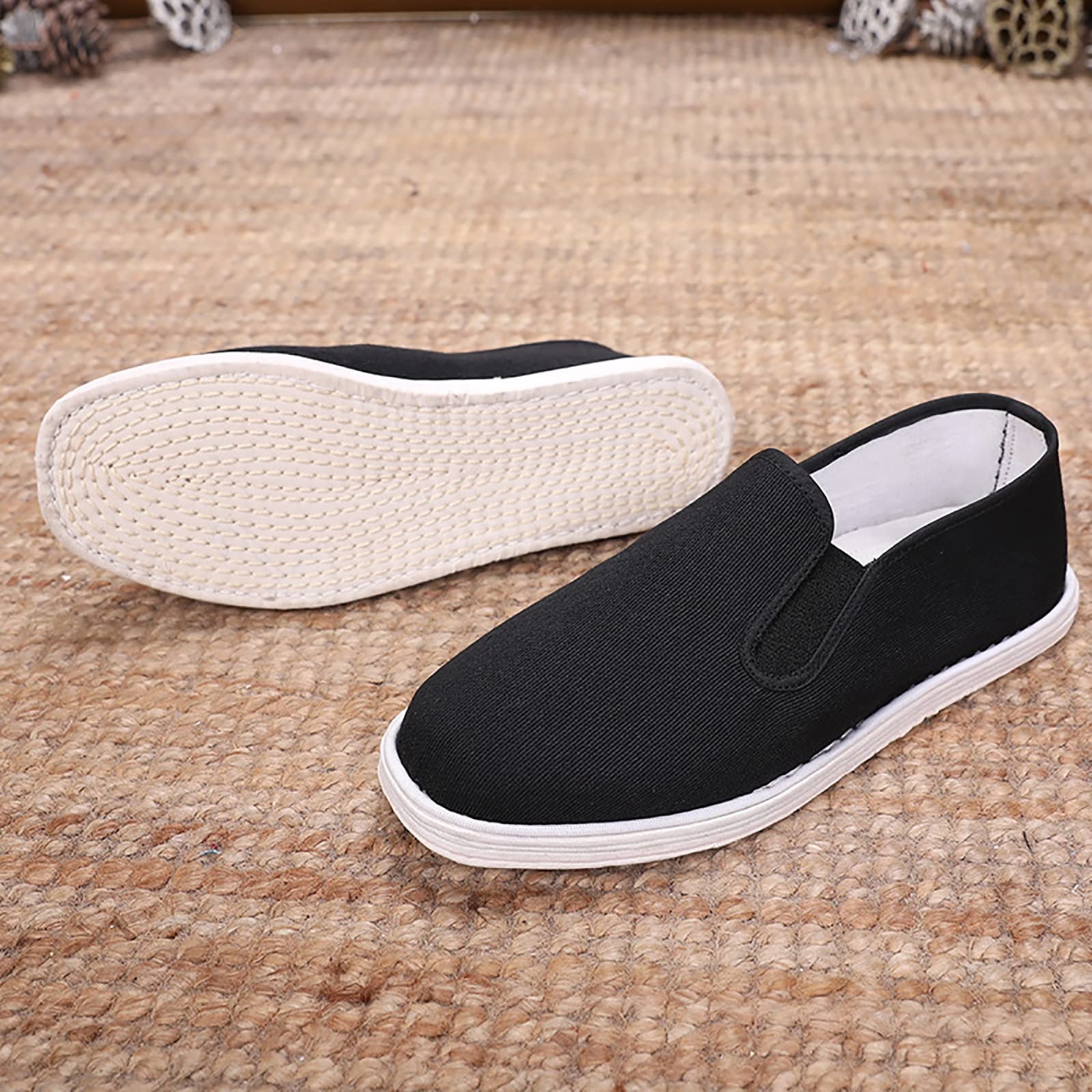 Men's Black Cotton Slip-On Kung Fu Shoes – Gongfu Brand, Martial Arts Training, Sizes 36-48
