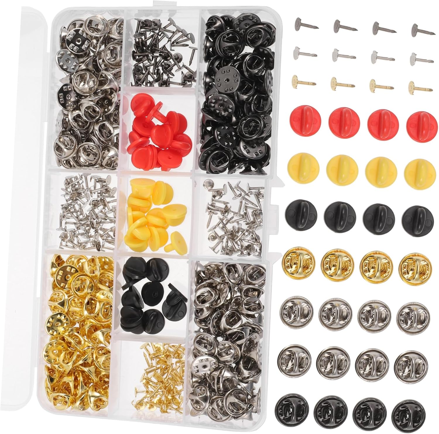 jojofuny 430pcs Metal Pin Backs for Crafts Replaceable Lapel Secure Clasp Wear-Resistant Tie Tack Backs for Jewelry Making and Badges