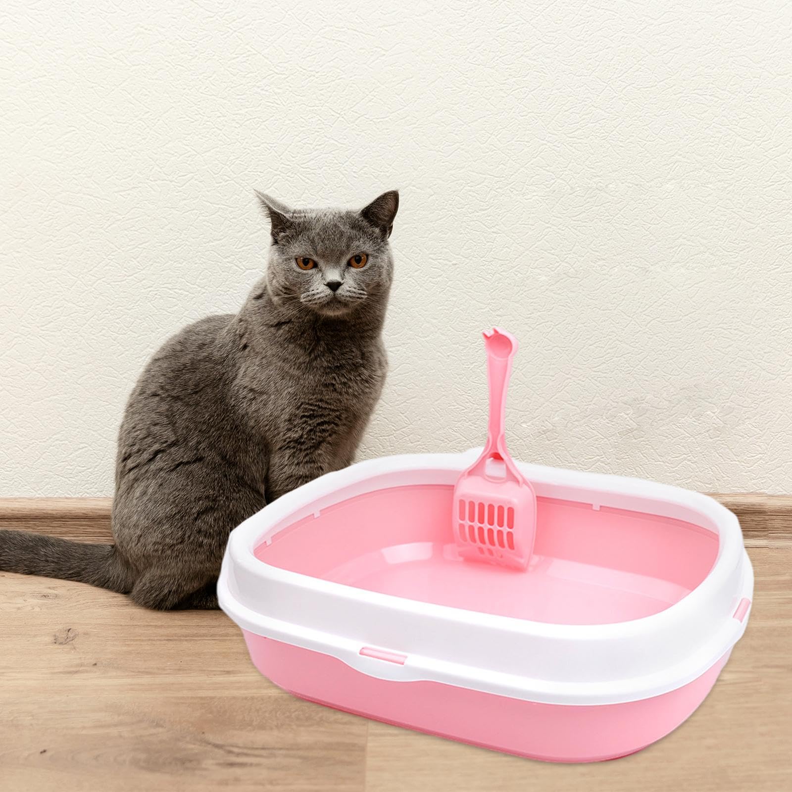 Lettiera for Gatti Toilette for Gatti Contenitore for lettiera for Gatti Resistente agli Spruzzi d'Acqua con Paletta for Gatti da Interni Lettiera for Gattini Aumenta, j(Pinkj)