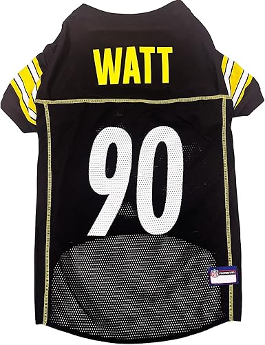Pets First Camiseta del jugador del equipo de la NFL para gatos y perros, TJ Watt, Pittsburgh Steelers, talla XL
