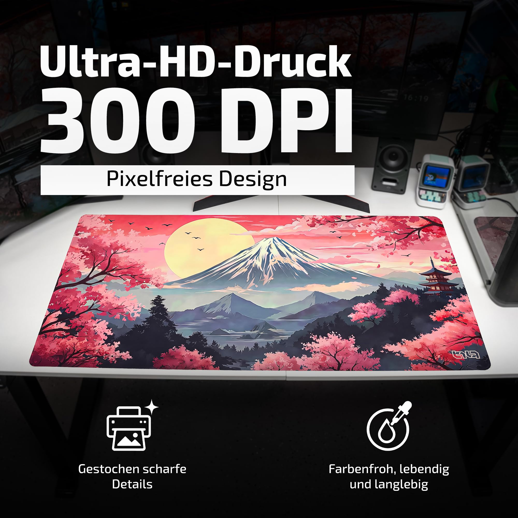 Tilt Alfombrilla de ratón para juegos de 1000 x 500 mm - Alfombrilla de escritorio antideslizante de 4 mm grande - Superficie de velocidad e impresión HD - Lavable a máquina Alfombrilla XXL para