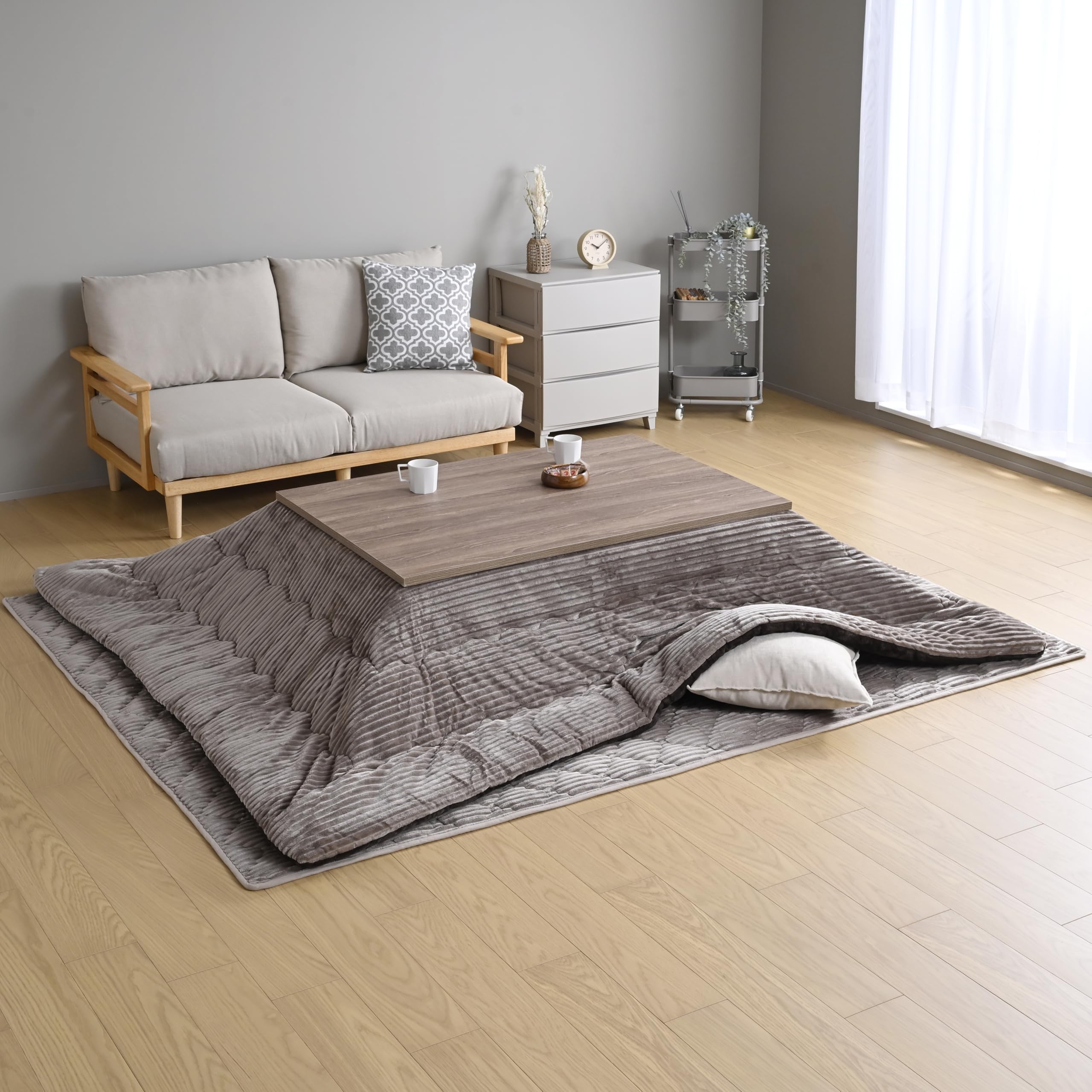 Amazon.co.jp : [山善] こたつテーブル 長方形 掛け敷き布団 3点セット