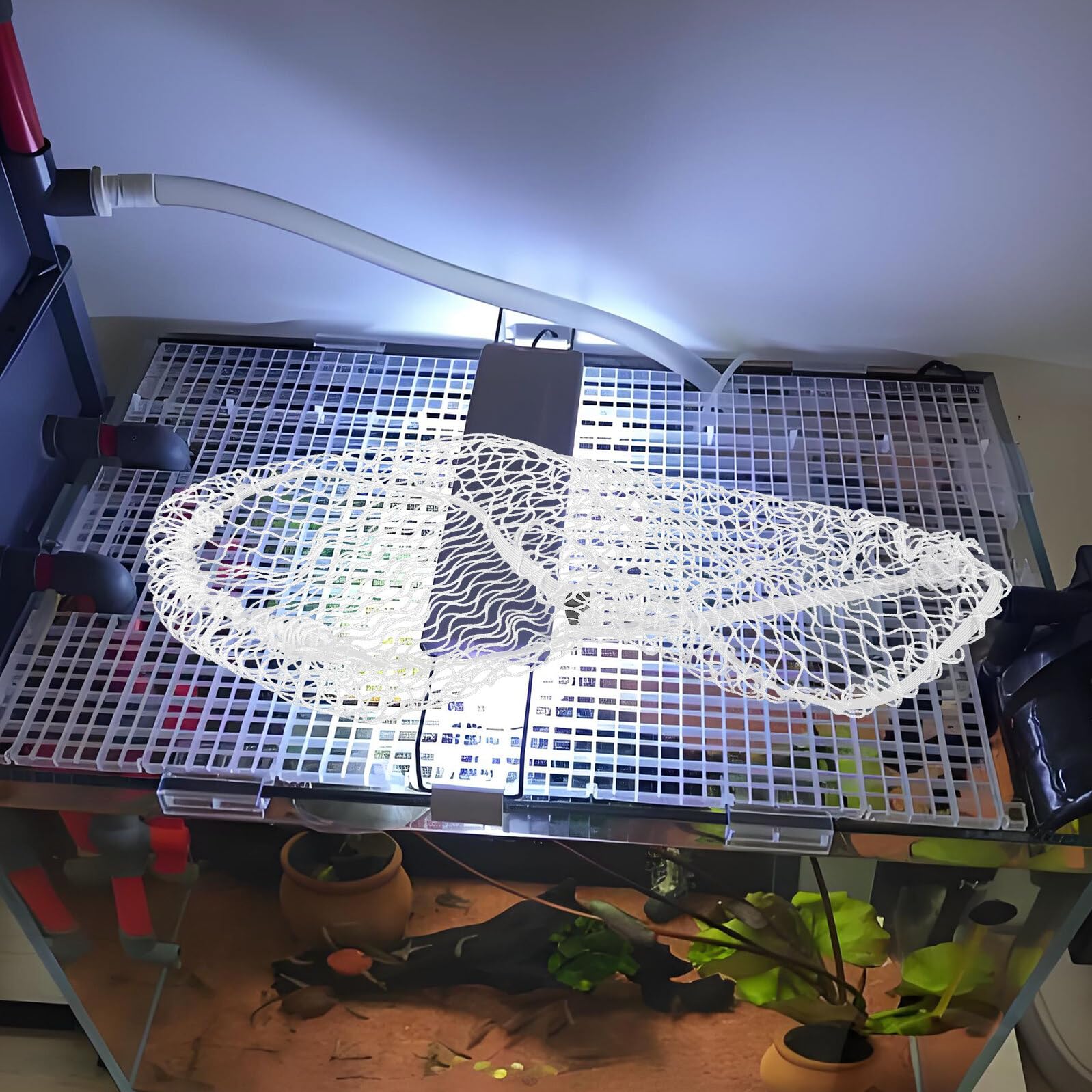 Rete in Nylon per Acquario 35x50 Cm Antiscivolo Copertura Rete Anti-salto per Tartarughe e Pesci Flusso D’aria Ottimale e Installazione Semplice per Uso Interno
