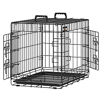 Feandrea Gabbia per Cani Pieghevole, con 2 Porte, Vassoio Rimovibile, 61 x 43,5 x 50,5 cm, S, Nero PPD024B01