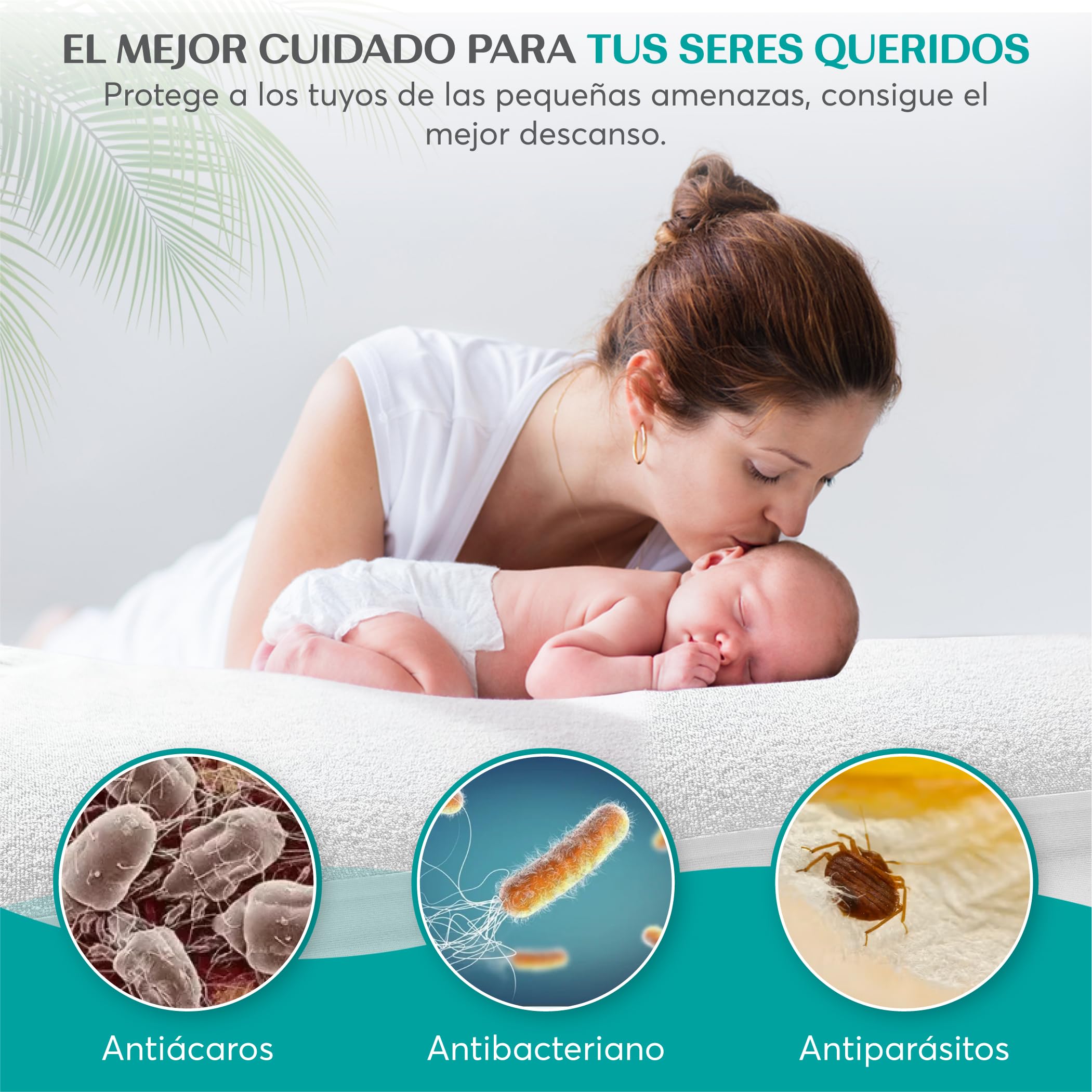 FOCARIS Home Protector de colchón Impermeable y Ajustable Funda Cubre colchon Cama 180x200 cm Grosor 30cm antibacterias/antiácaros Protector 180 colchón 180x200 Packaging presentación Regalo